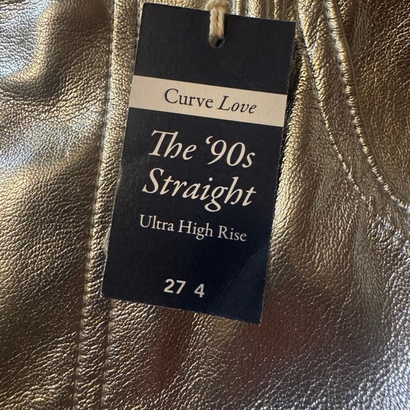 ABERCROMBIE & FITCH Silver Metallic Pants- 90s straight, high rise, curve love! - Picture 7 of 9